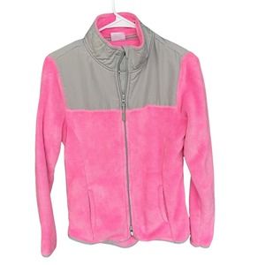 Danskin Jacket Girls Small 4-6 Pink Gray Full Zip Fleece Pockets‎